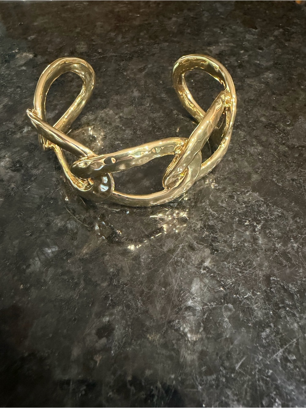 Hammered Gold Open Cuff Bracelet - Women Jewelry